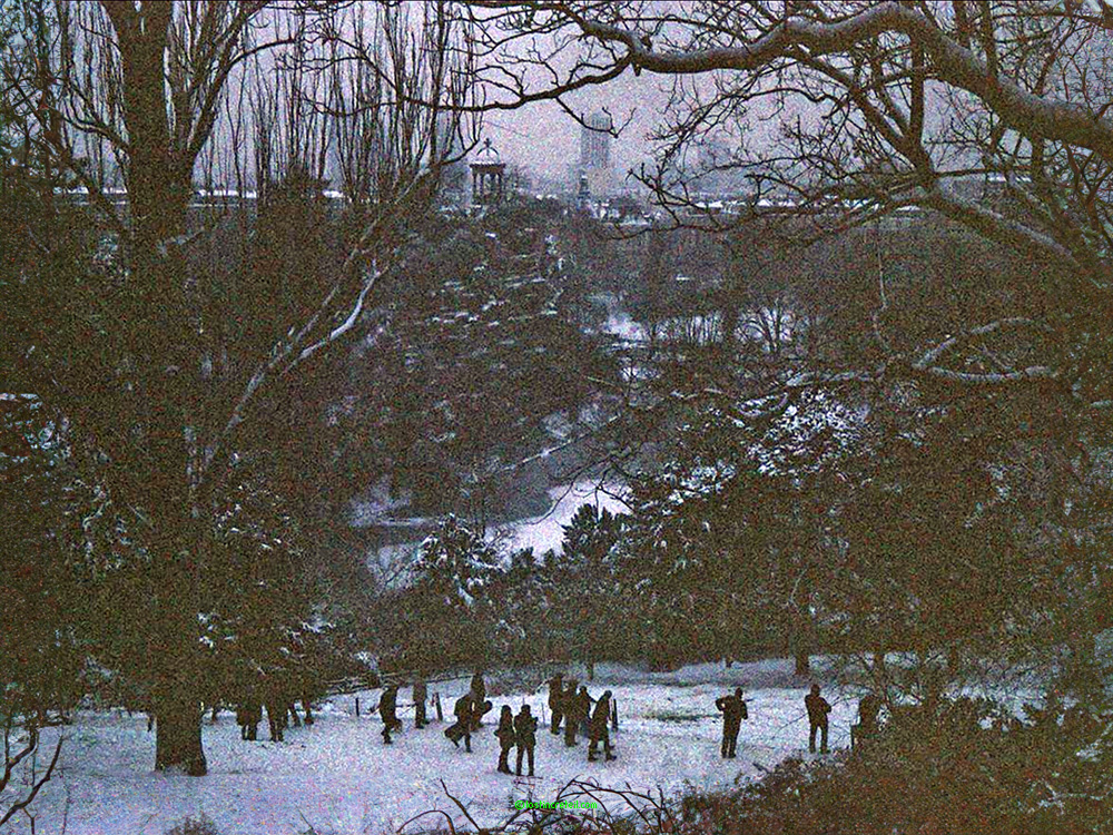 Sledging, Buttes-Chaumont park, Paris, 2012