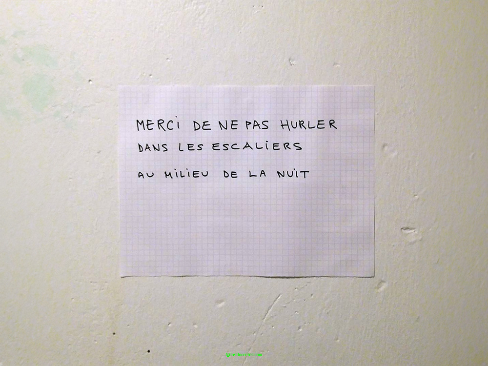 â€œPlease don't shout on the stairs in the middle of the nightâ€, Paris 13