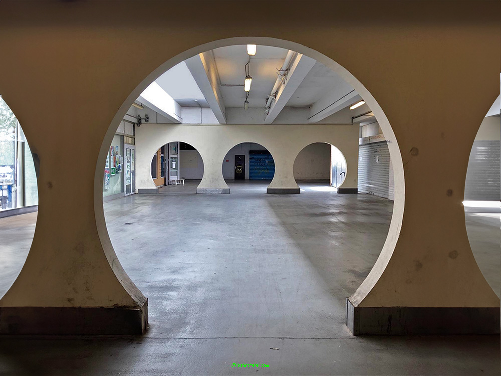 Moon gates in a 1970s housing development, Paris 13