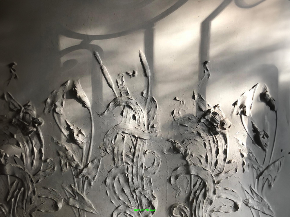 Stucco decor in a building lobby, Paris 14